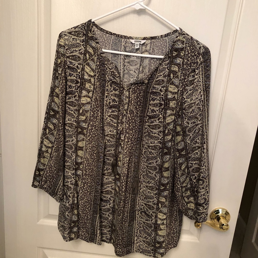 3/4 length trendy paisley style top